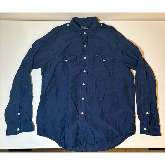 Polo Ralph Lauren Other - Polo Ralph Lauren Double Pocket 100% Linen Button Down Shirt | Blue | XL